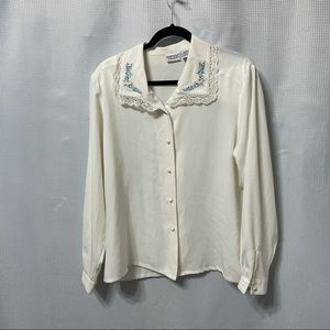 Vintage Napa Valley Embroidered Floral Button Down